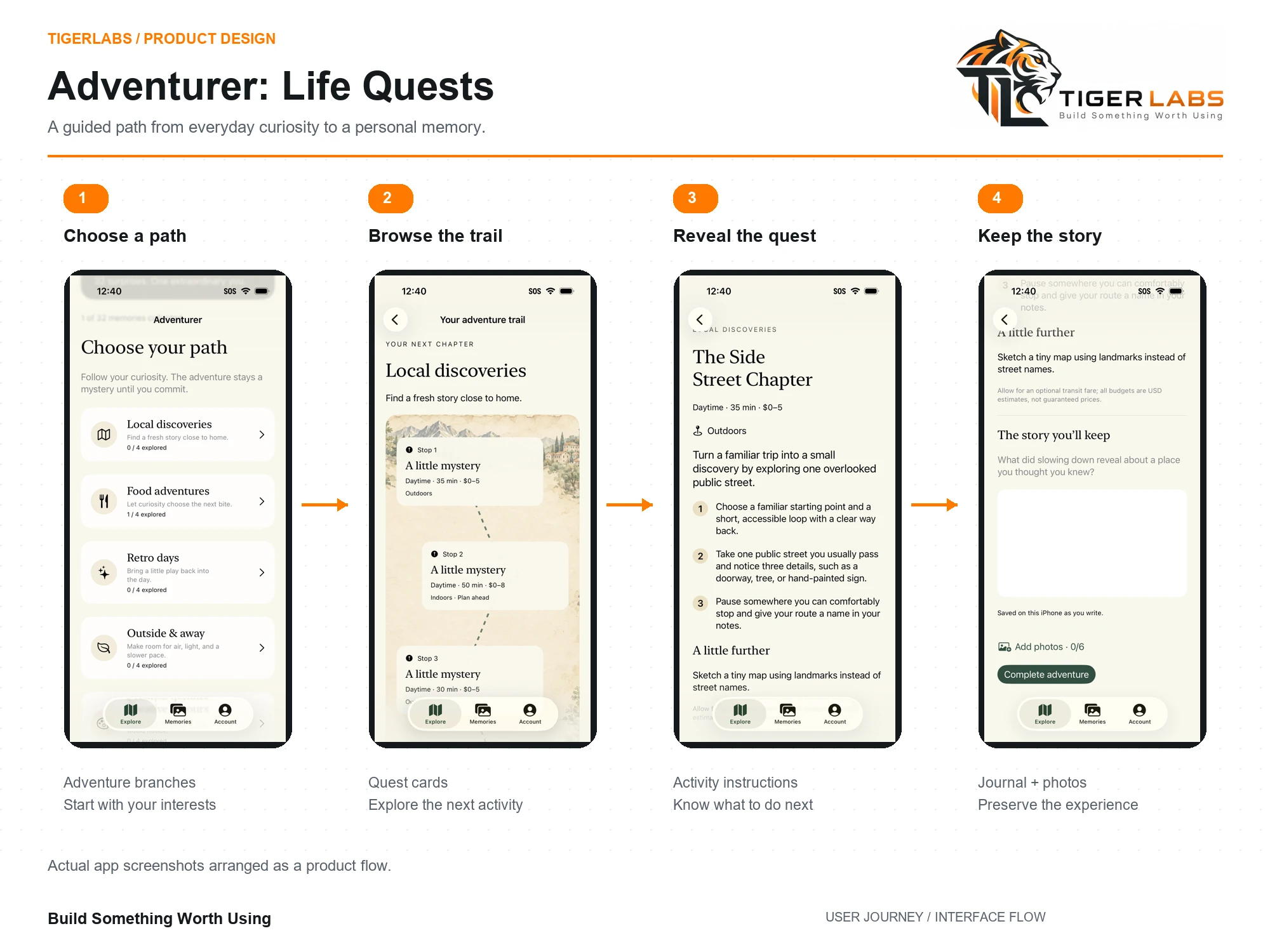 Adventurer: Life Quests interface flow preview